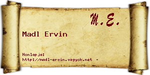 Madl Ervin névjegykártya